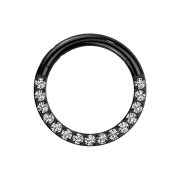 Micro bague segmentée pliable noire avec cristaux...