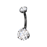 Threadless Banane schwarz zwei Kristalle silber gefasst