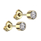 Gold-plated cylinder stud earrings with crystal, silver