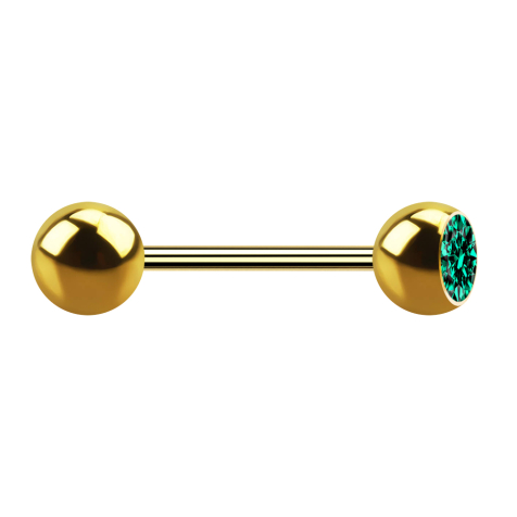 Micro Barbell doré avec boule et cristal boule turquoise