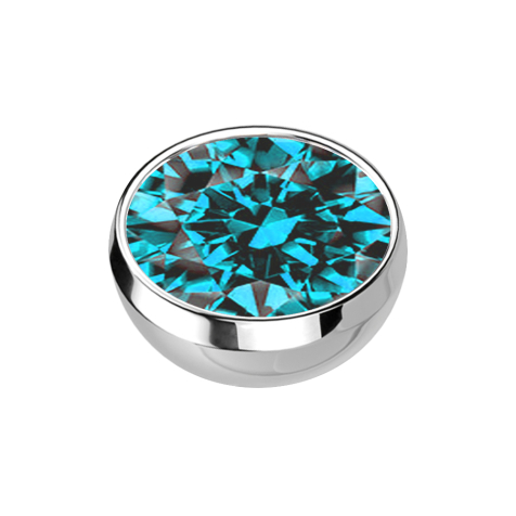 Micro demi-sphère argentée avec cristal aqua