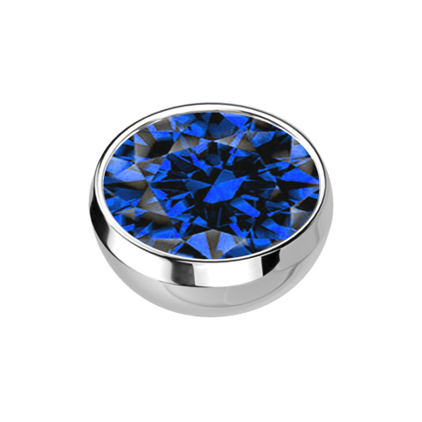 Micro Halbkugel silber mit Kristall dunkelblau