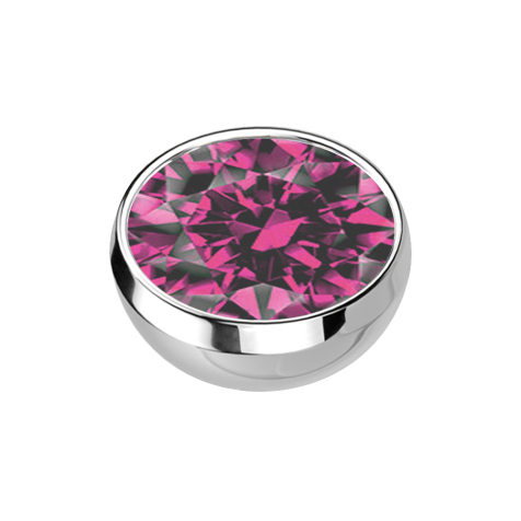 Micro emisfero argento con cristallo rosa