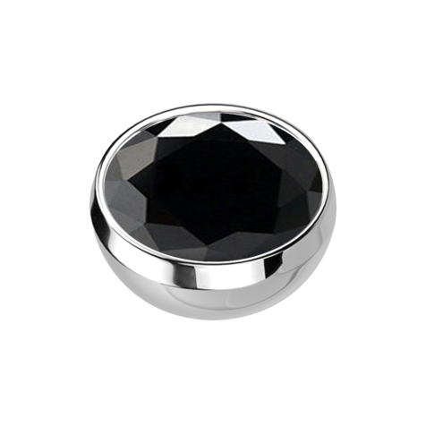 Micro demi-sphère argentée avec cristal noir
