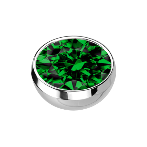 Micro emisfero argento con cristallo verde