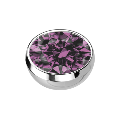 Micro demi-sphère argentée avec cristal violet clair