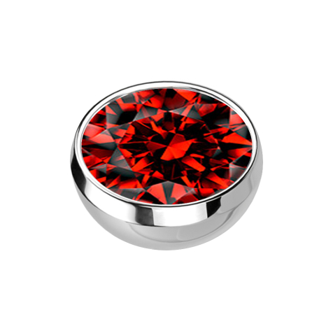 Micro Halbkugel silber mit Kristall rot