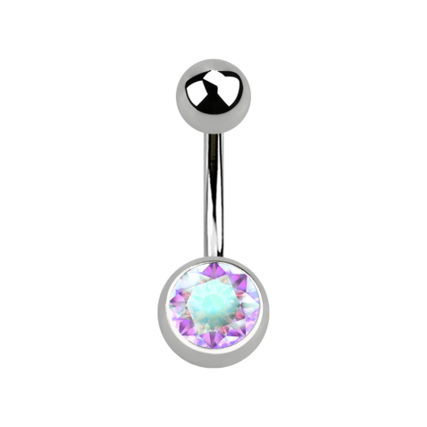 Banana sterile argento con sfera e cristallo multicolore