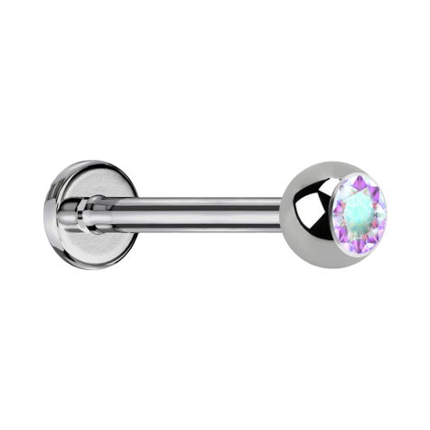 Micro labret sterile argento con sfera e cristallo multicolore