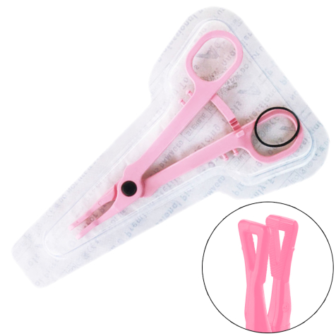 Pince stérile à usage unique rose Pince à gaze fermée triangulaire dentelée