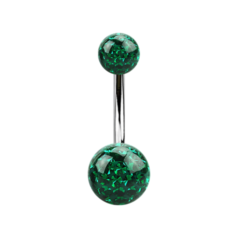 Banane silber mit zwei Kristallkugeln grün Epoxy Schutzschicht