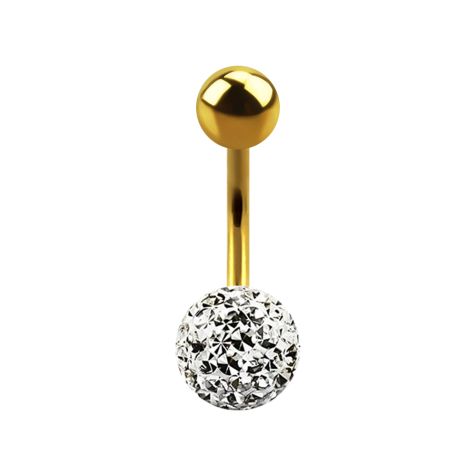 Banane dorée à lor fin avec boule et boule de cristal argentée Epoxy de protection