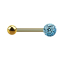 Barbell doré à lor fin avec boule et boule de cristal aqua époxy de protection