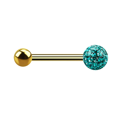 Barbell doré avec boule et boule de cristal turquoise couche protectrice dépoxy