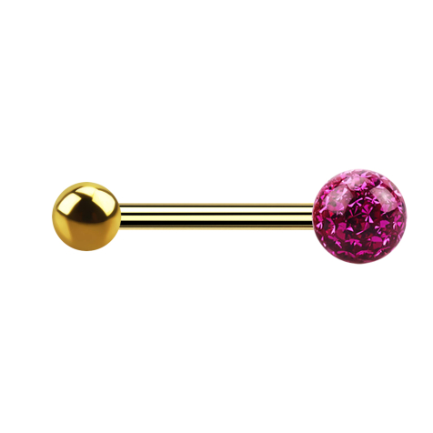 Bilanciere placcato oro con sfera e sfera di cristallo strato protettivo epossidico fucsia
