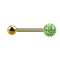 Barbell doré avec boule et boule de cristal vert clair couche protectrice dépoxy