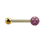 Barbell doré avec boule et boule de cristal violet clair couche protectrice dépoxy