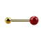 Barbell doré avec boule et boule de cristal rouge couche protectrice dépoxy