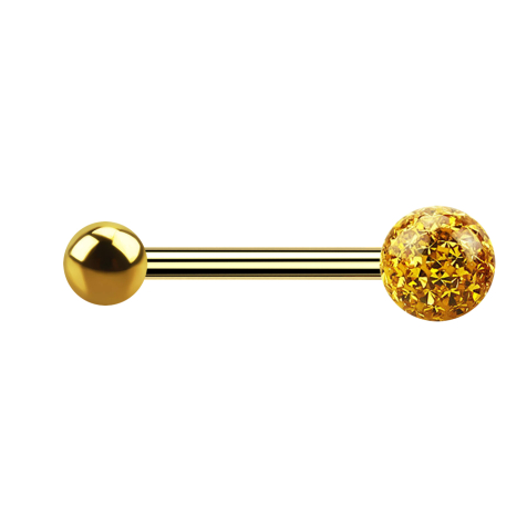 Barbell plaqué or avec boule et boule de cristal topaz époxy de protection