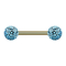 Barbell doré avec deux boules de cristal aqua couche de protection en époxy