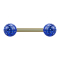 Barbell doré avec deux boules de cristal bleu foncé couche protectrice dépoxy