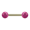 Barbell doré avec deux boules de cristal rose couche protectrice dépoxy