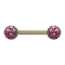 Gold-plated barbell with two crystal spheres light violet Epoxy protective layer