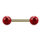 Barbell gold-plated with two crystal balls red Epoxy protective layer