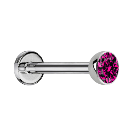Micro labret argento con emisfero di cristallo fucsia