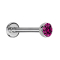 Micro labret argento con emisfero di cristallo fucsia