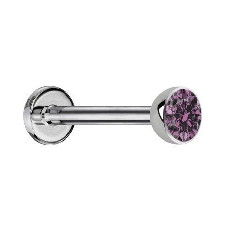 Micro labret silver with hemisphere crystal light violet