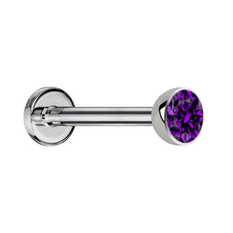 Micro labret silver with hemisphere crystal violet