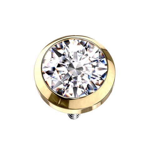 Dermal Anchor doré avec cristal argenté