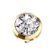 Gold-plated dermal anchor with silver crystal