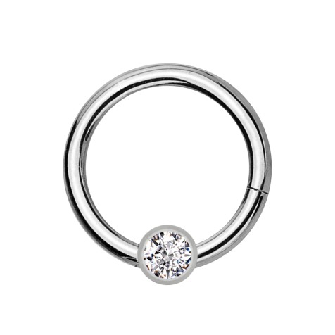 Micro anneau segment pliable argent avec boule cristal argent