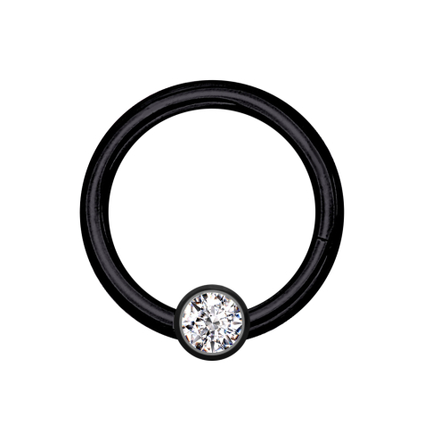 Micro segment ring hinged black with ball crystal silver