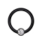 Micro segment ring hinged black with ball crystal silver