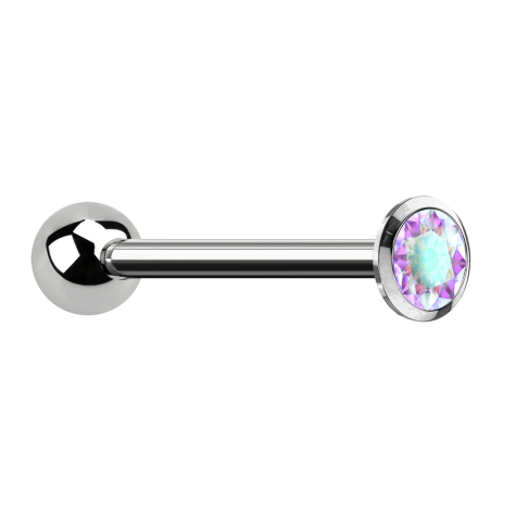 Barbell filet intérieur argent avec boule et cristal multicolore