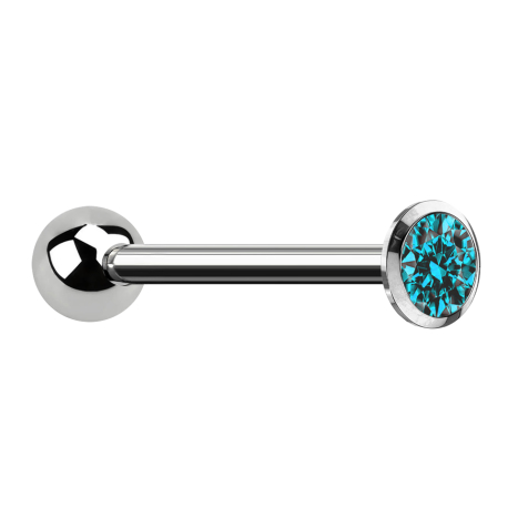 Barbell filo interno argento con sfera e cristallo aqua