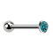 Barbell filo interno argento con sfera e cristallo aqua