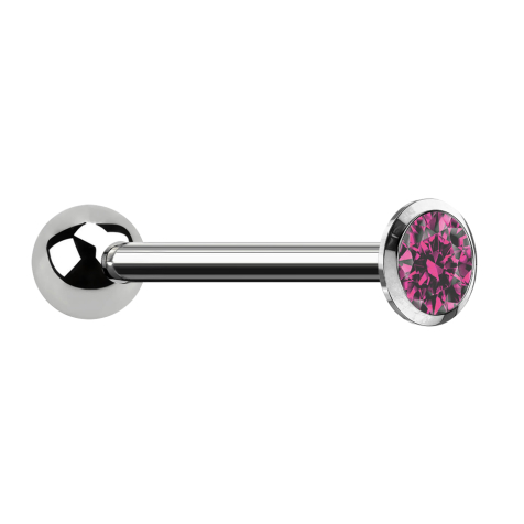 Barbell Innengewinde silber mit Kugel und Kristall pink