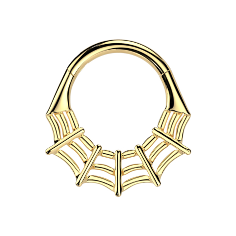 Micro segment ring, foldable, gold-plated, spider web