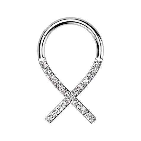 Micro Segmentring klappbar silber Krebsband Kristalle silber