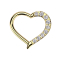 Micro segment ring, foldable, gold-plated, heart on the right, crystals, silver