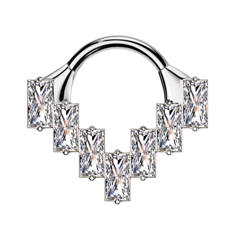 Micro Segmentring klappbar silber sieben rechteckige Kristalle silber