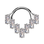 Micro segment ring, foldable, silver, seven rectangular...