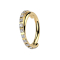 Micro segment ring, foldable, gold-plated, crossed, square crystals on the side, silver