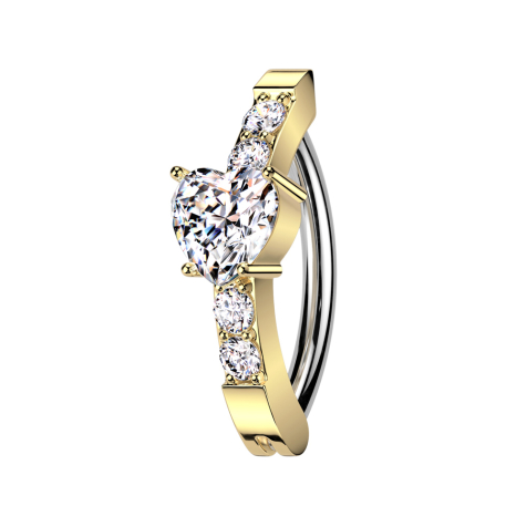 Banane pliable bouclier doré quatre ronds un cœur cristal argenté