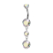 Banane filetage intérieur argent deux cristaux ronds multicolores pendentif deux cristaux multicolores