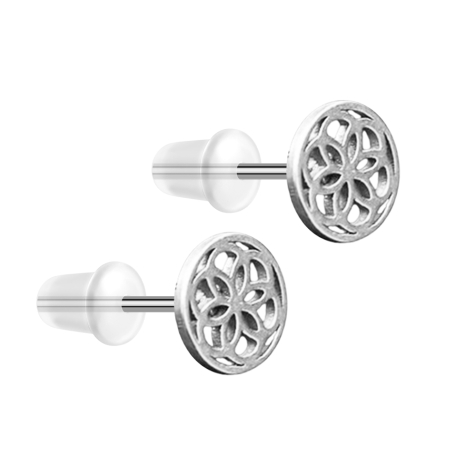 Stud earrings silver flower of life